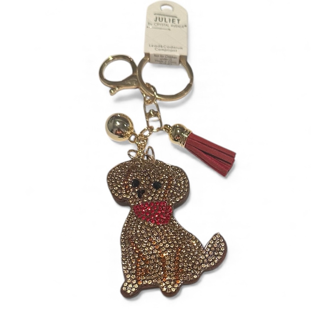 Brown Rhinestone Dog Purse Charm/ Keychain-NWT